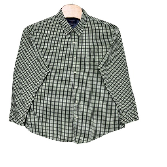 Saddlebred Button Down XXL Navy/Green Check‎ Cotton Casual Long Sleeve Shirt - Picture 1 of 6
